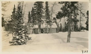 Image of Nascopie Indian [Innu] house, back of camp